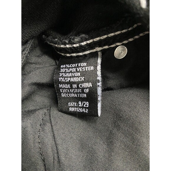 Telepatia  Wide Leg Cargo Jeans Juniors 9/29  Black White Stitch Pockets Hip Hop - Picture 7 of 8